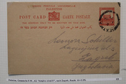 1937 Haifa Nach Zagreb Croatia Entier Ganzsache 8M AK CPA LEVANT Cover Palestine Palästina Israel Croatie Kroatien - Palestine