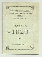 TESSERA ISTITUTO DI BELLEZZA ENRICHETTA BORGHI 1929 - Collezioni