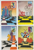 Yugoslavia 1990 Novi Sad Chess Olympiad Mi-Nr.2443-46 Full Set Maxi Card Maximum Cards Postcards MK (13617) - Maximumkarten