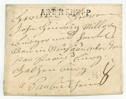 AR.D.H.RHIN.P 1761 Kassel Pour Neuf-Sarrewerden Sarre-Union LSC Guerre De Sept Ans Marque D'armee - Army Postmarks (before 1900)