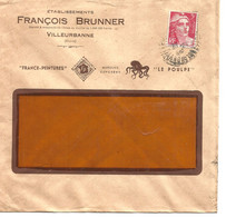 France Enveloppe Publicitaire Peintures  Le Poulpe  Ets Brunner Villeurbanne (69 Rhône) - Sonstige & Ohne Zuordnung