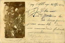 Cpa Carte Photo écrite De SIGNY L' ABBAYE 08 - Souvenir Grandes Manoeuvres Septembre 1900 - Un Bivouac - Personajes