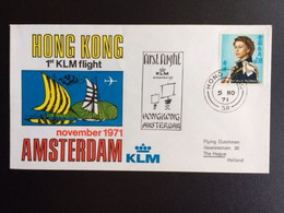 HONG KONG 1971 FIRST FLIGHT HONG KONG - AMSTERDAM 05-11-1971 - Postwaardestukken