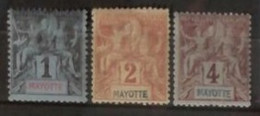 Mayotte 1892-99 / Yvert N°1-3 / * - Neufs