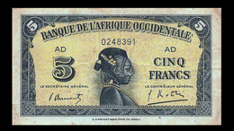 # # # Seltene Banknote Französisch Westafrika (French West Africa) 5 Francs 1942 # # # - États D'Afrique De L'Ouest