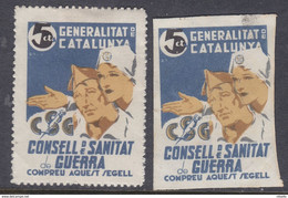 LOTE 2112E   ///   (C105)  ESPAÑA GUERRA CIVIL  2 VIÑETAS REPUBLICANAS Nº 2136 Y 2137 G.GUILLAMON - CON Y SIN DENTAR - Republikeinse Uitgaven