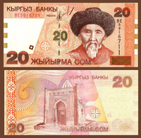 Kyrgyzstan P19, 20 Som, Poet Togolok Moldo / Manas Mausoleum 2002 UNC See UV - Ohne Zuordnung