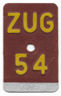 Velonummer Zug ZG 54 - Plaques D'immatriculation