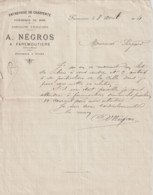 Dépt 77 - FAREMOUTIERS - Entreprise De Charpente & Commerce De Bois A. NÉGROS, Pressoir à Cidre - Lettre Du 8 Avril 1904 - Faremoutiers