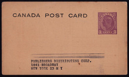 CANADA KG6 3c Subscription Return Card Uncancelled @D7278 - 1903-1954 Reyes