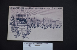 CARTOLINA POSTALE RISORGIMENTO ITALIANO GARIBALDI 50 ANNIVERSARIO PROCLAMAZIONE UNITà ITALIA VG 1911 ROSA - Militares