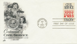 1983, 20 C 100 Years Civil Service On Superb FDC With FDI „WASHINGTON, DC / 20066“ - Storia Postale