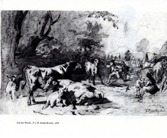 Anton Braith 1836 - 1905 - Auf Der Weide    Druck - Dessins