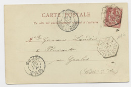 N° 116 CARTE FONTAINEBLEAU C. HEX MELUN A 3 OCT 01 SEINE ET MARNE - 1877-1920: Période Semi Moderne