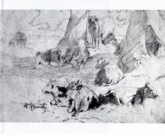 Anton Braith 1836 - 1905 - Kühe Unter Bäumen  Druck - Dessins