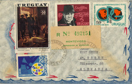 1971 URUGUAY ,  CERTIFICADO , MONTEVIDEO - ESSEN , VIA AÉREA , CICLISMO , MÚSICA , MEDICINA , PINTURA - Uruguay