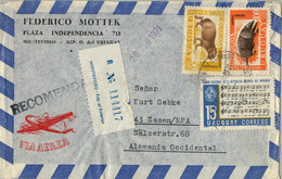 1971 URUGUAY ,  CERTIFICADO , MONTEVIDEO - ESSEN , VIA AÉREA , HIMNO NACIONAL , FAUNA URUGUAYA - Uruguay