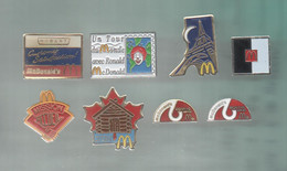 PINS PIN'S MC DONALD'S MAC DO 1238 MONTS DORE ET ARGENTE RONALD HOBART PARIS QUEBEC I LOT 8 PINS - McDonald's