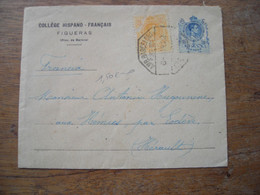 Entier 1922 Collège Hispano-français Figueras, Verso Cachet Lodev - 1850-1931
