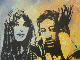 ERIK HILS " Serge Gainsbourg, Jane Birkin"  40/30 New COA - Acrilici
