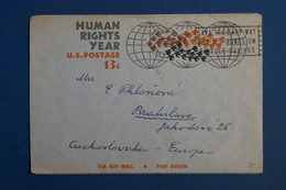 AP12 ETATS UNIS  BELLE  LETTRE AEROGRAMME  1969   POUR  TCHEQUIE  +HUMAN RIGHTS  AFFRANCH. PLAISANT - 3c. 1961-... Briefe U. Dokumente