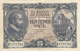 CRS0356 BILLETE ESPAÑA 25 PESETAS 1940 SERIE F EBC 110 - Andere & Zonder Classificatie