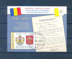ROMANIA 2020  100 YEARS OF RELATIONS WITH VATICAN     USED - Hojas Bloque
