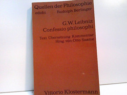 Quellen Der Philosophie. Confessio Philosophi. Ein Dialog. Kritische Ausgabe Mit Einleitung, - Philosophie