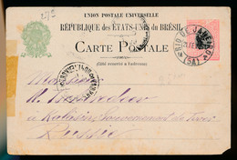 CARTE POSTALE 1899  RIO DE JANEIRO TO RUSSIE    -           2 SCANS - Lettres & Documents