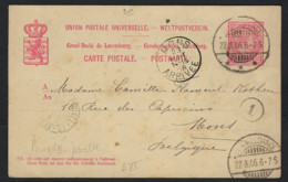 Carte Postale DUMMELDANGE à MONS BELGIQUE Avec Cachet Ambulant BRUXELLES - JEMELLE ; état + Details Voir Scan ! LOT 193 - 1895 Adolphe Right-hand Side