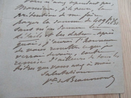 04/06/1896 L'AUBERGERIE L'Etang De La Ville Pièce Signée Beaumont Demande De Paiement + Enveloppe - Historische Dokumente