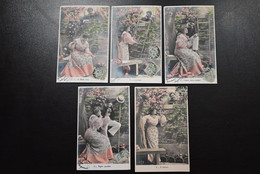 1 Lot De 5 Cartes Fantaisies  "Quête Amoureuse" - Other & Unclassified