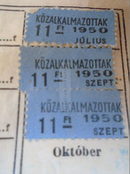 D188105 Hungary Membership Tax Stamp - Civil Servants   Közalkalmazottak    1950  - Lot Of 5 Stamps - Fiscali