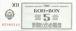 Yugoslavia 5 Litara Fuel Petrol Gasoline Benzin Essence  Coupon - Yugoslavia