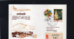 MEN - 1982 Nazioni Unite - Primo Volo Ginevra - Abu Dhabi  - Swissair DC-10-30 Jet - Airmail