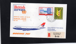 MEN - 1977 Nazioni Unite - Primo Volo Zurigo - Mahe (Seychelles) - British Airways             - Boeing 747 - Luftpost