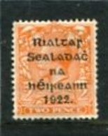 IRELAND/EIRE - 1922  2d (die II)  OVERPRINTED THOM CRASE RIGHT BOTTOM CORNER  MINT SG 34 - Unused Stamps