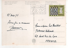 Timbre , Stamp Yvert N° 417 " Championnat D'échecs " Sur CP , Carte , Postcard Du 15/08/73 - Covers & Documents