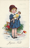JOYEUX NOEL WEIHNACHTEN CHRISTMAS ILLUSTRATEUR  IK 1937 ART DECO KINDER SPIELZEUG  POUPEE  OURS TEDDY LUGE SAPIN - Santa Claus