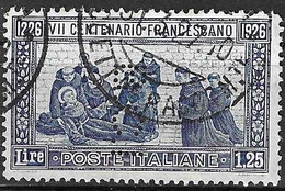 PERFIN - ITALIA 1926  - CENTENARIO FRANCESCANO L.1,25 -DENT 13,50 - PERFORATO (B.C.I) - USATO (YVERT 190a - MICHEL 238B) - Perforiert/Gezähnt