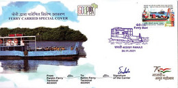 India 2021 Ferry Carried Panaji To Betim Ferry Terminal Carried Unusual Ship Boat Special Cover  (**) Inde Indien - Cartas & Documentos