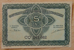 INDOCHINE FRANÇAISE - 5 Cents ND (1942). - Indochina