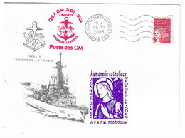 106 JDA -FASM GEORGES LEYGUES - PH JEANNE D'ARC -GEAOM 03-04 -POSTE DES OM + AUMONERIE CATHOLIQUE Jour De Noël  25-12-03 - Naval Post