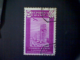 Spain, Scott #C79, Used (o), 1936, Press Building, 25cts, Magenta - Used Stamps