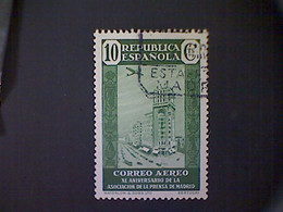 Spain, Scott #C76, Used (o), 1936, Press Building, 10cts, Yellow Green - Gebruikt