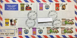NEW ZEALAND 1976, REGISTERED 8STAMPS AIRMAIL COVER TO EAST GERMANY ,FROM UPPER WILLS  STREET FAMILY,COUPLE , SHIP,CUSTOM - Lettres & Documents