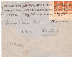N°90310 -bloc De 2 Semeuse 25c -bord De Feuille- 1915-oblitération Machine Krag - 1906-38 Semeuse Con Cameo
