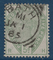 Grande Bretagne 1885 N°82 5 Pence Vert Obliération Dateur De BATH Belle Frappe TTB - Usati