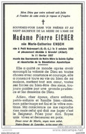 GRENDEL ..-- Mme Marie ENSCH , épouse De Mr Pierre EICHER , Née En 1880 à PETIT NOBRESSART , Décédée En 1957 . - Attert