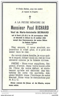 ATTERT ..-- Mr Paul RICHARD , Veuf De Mme Marie - Antoinette BERNARD , Né à SURE En 1902 , Décédé En 1961 . - Attert